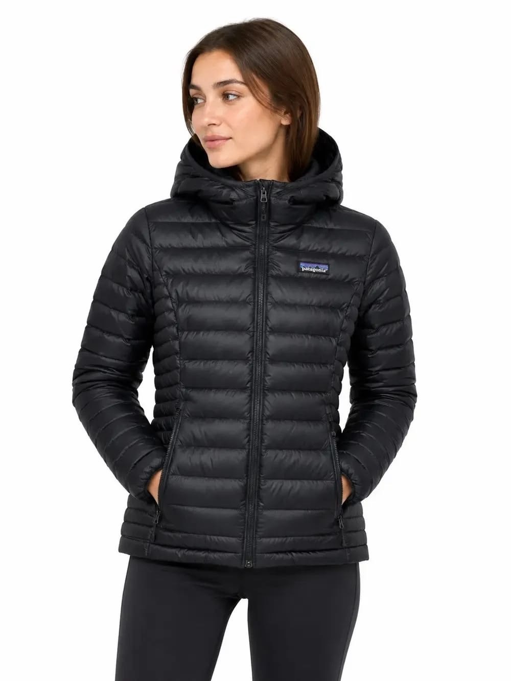 Patagonia Women's Black Hooded Down Jacket SIZE M